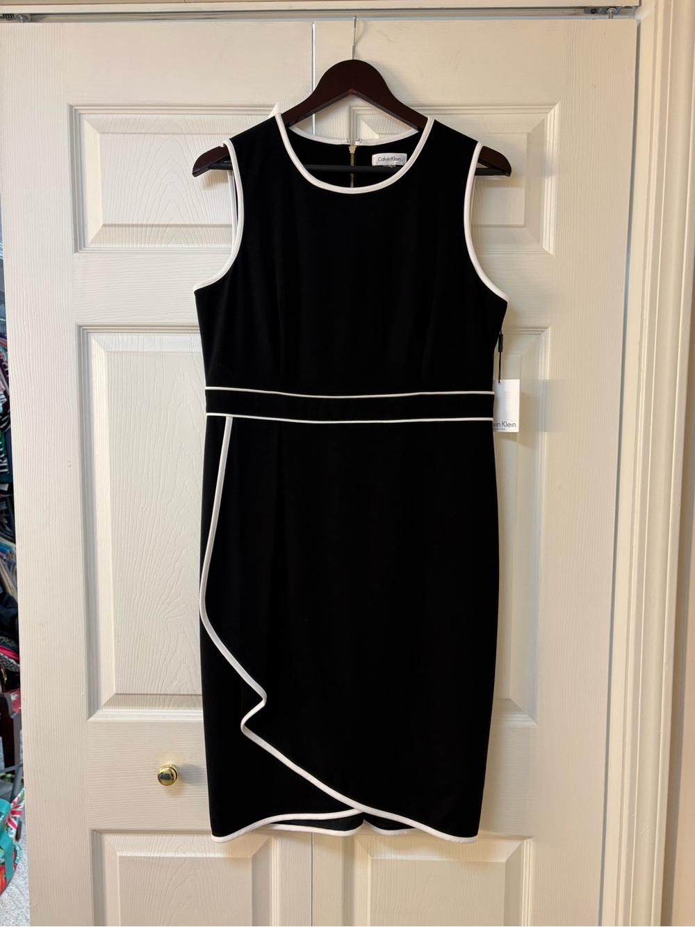 Calvin Klein Black Dress with White Piping